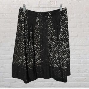 Talbots Black Lace Overlay Pleated A Line Sophisticated Lined Skirt Size 6